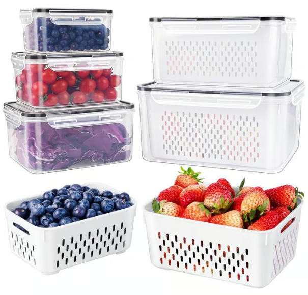 Haushalt Transparente Lebensmittelaufbewahrungsbox – Mit Abtropfkorb 4 in 1