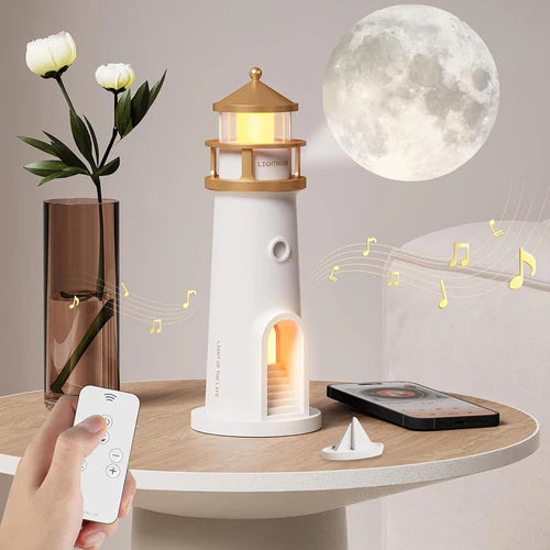 Lighthaus – Mondprojektor Lampe im Leuchtturm-Design