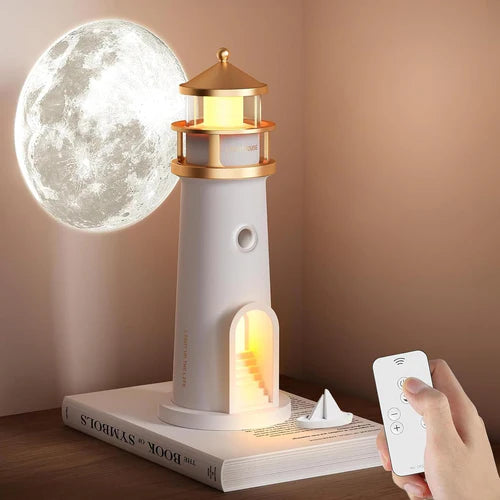 Lighthaus – Mondprojektor Lampe im Leuchtturm-Design