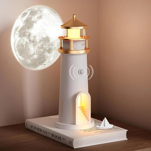 Lighthaus – Mondprojektor Lampe im Leuchtturm-Design