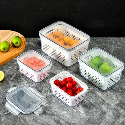 Haushalt Transparente Lebensmittelaufbewahrungsbox – Mit Abtropfkorb 4 in 1