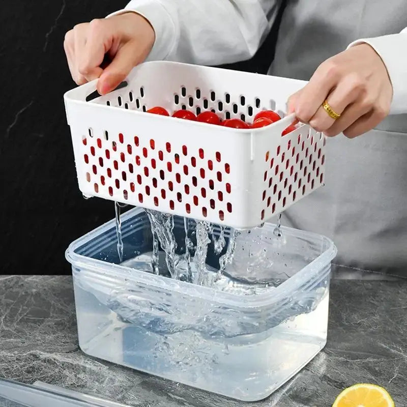 Haushalt Transparente Lebensmittelaufbewahrungsbox – Mit Abtropfkorb 4 in 1