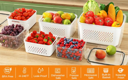 Haushalt Transparente Lebensmittelaufbewahrungsbox – Mit Abtropfkorb 4 in 1