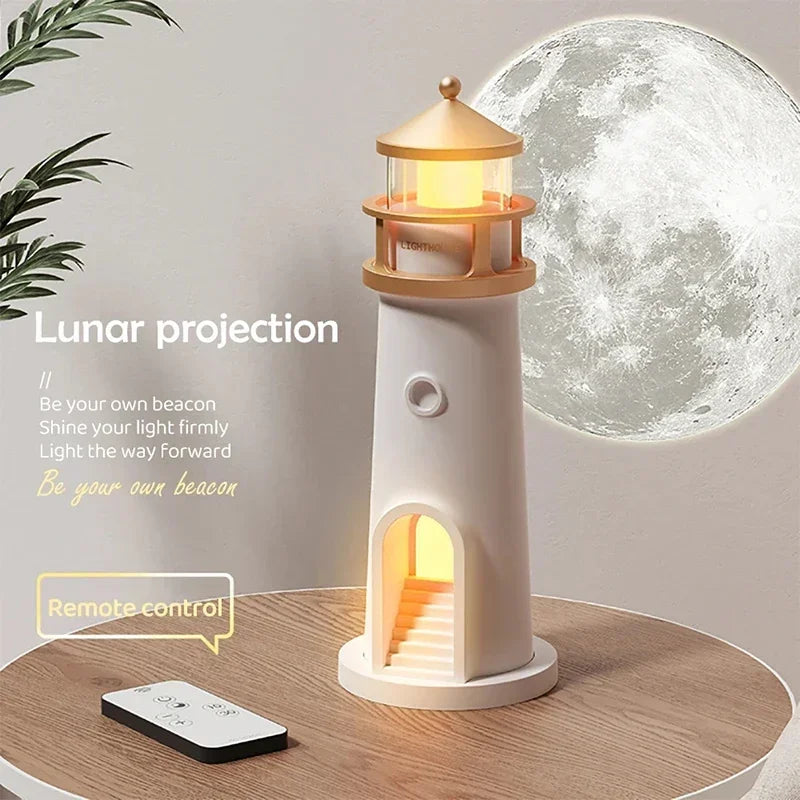 Lighthaus – Mondprojektor Lampe im Leuchtturm-Design